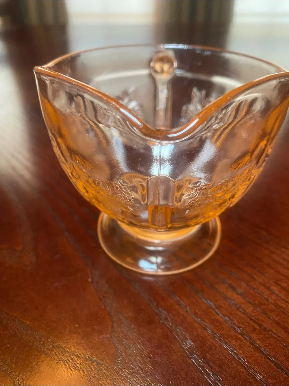 Federal Glass Company pink Sharon Rose Footed Creamer